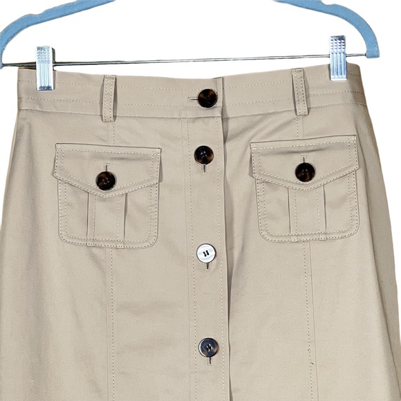 Talbots Button Front Lined Tan Skirt With Faux Pockets Size 6 - Picture 2 of 11